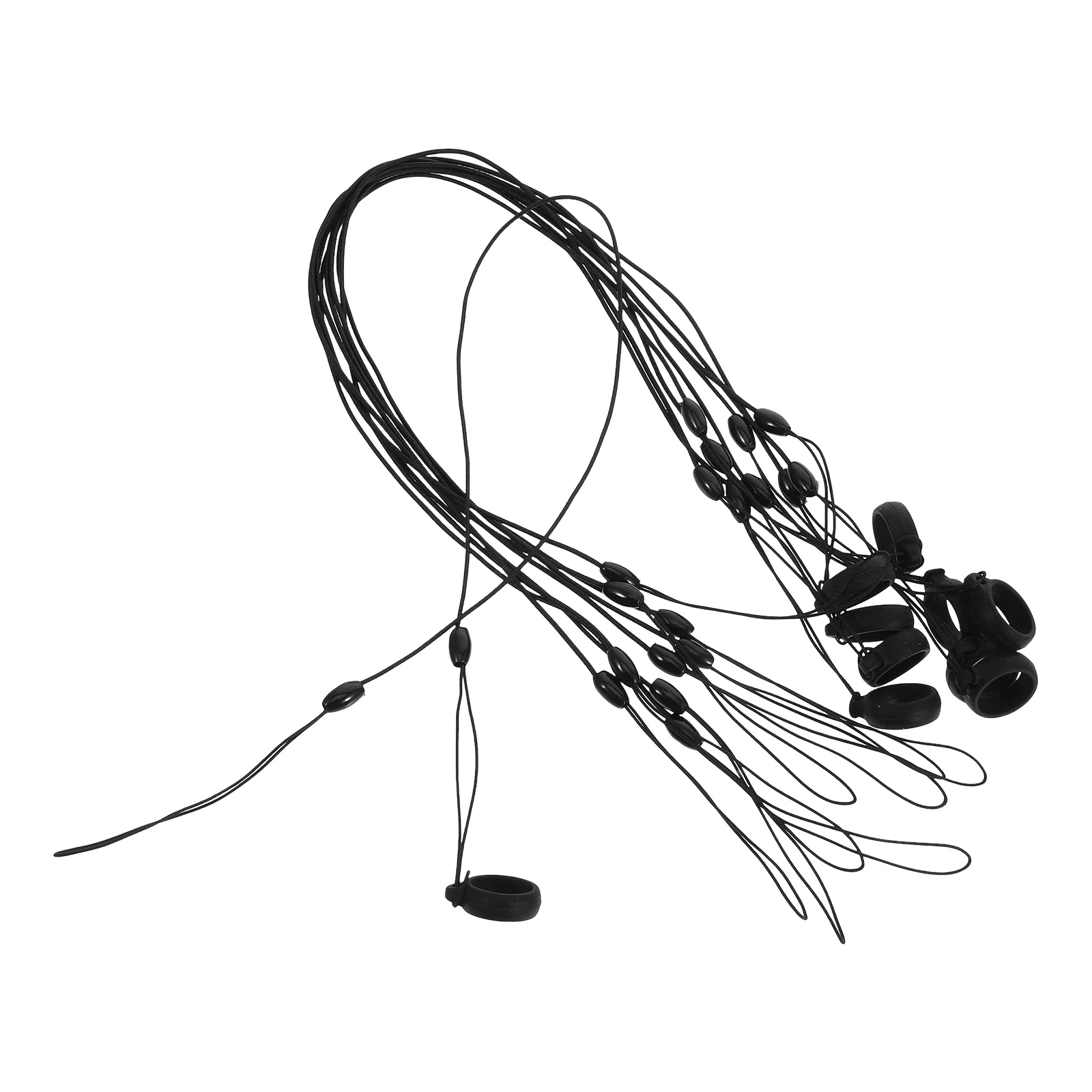 

10pcs Lost Lanyard Pen Holder High Elasticity Black Silicone Anti Lost Pen Lanyard Rubber Versatile Use Elastic Cord