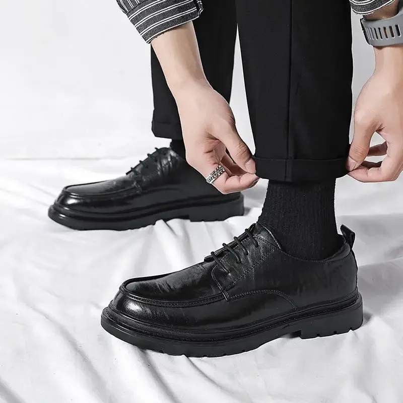 Party Comfortable Suit Business Formal Wear Leather Shoes Men's Casual Vintage Brogue Men's Shoes Boys Soft