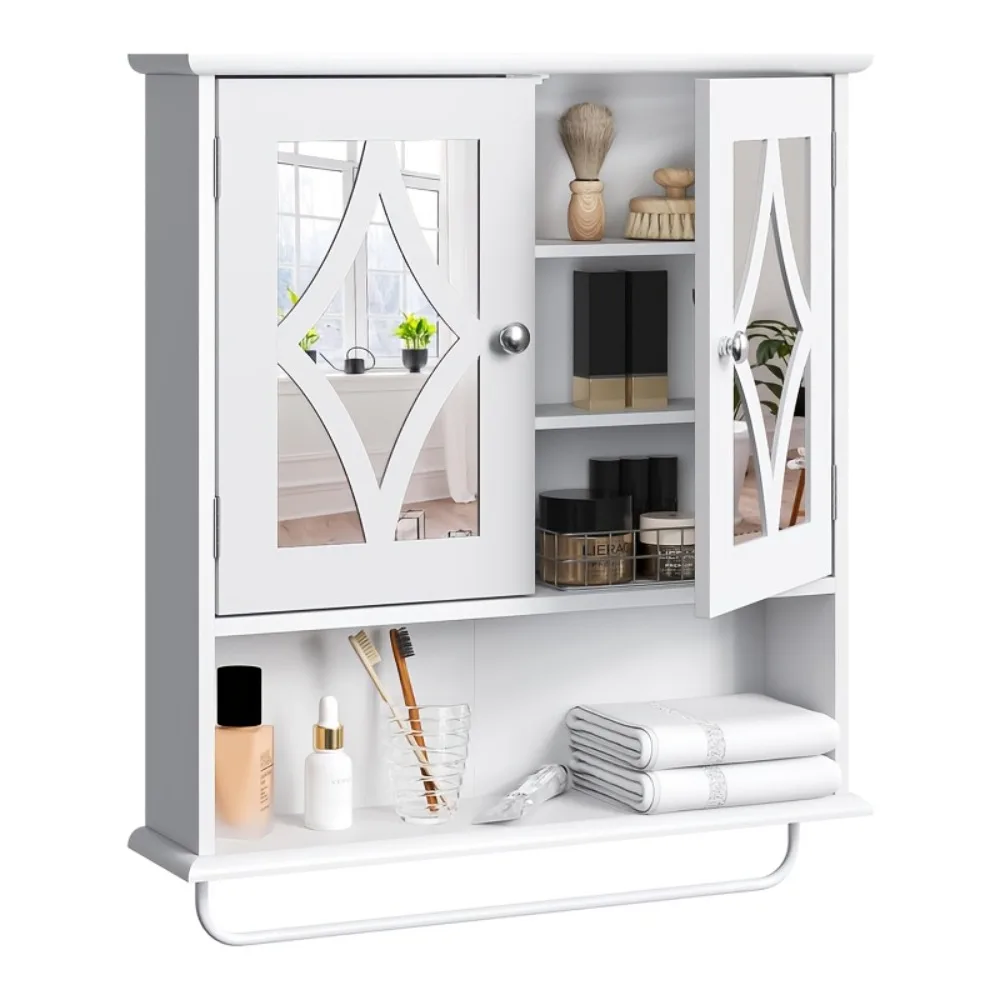 

Retro Wall-Mounted Medicine Cabinet with Mirror - Space-Saving Bathroom Vanity Storage Cabinet with Adjustable Shelves