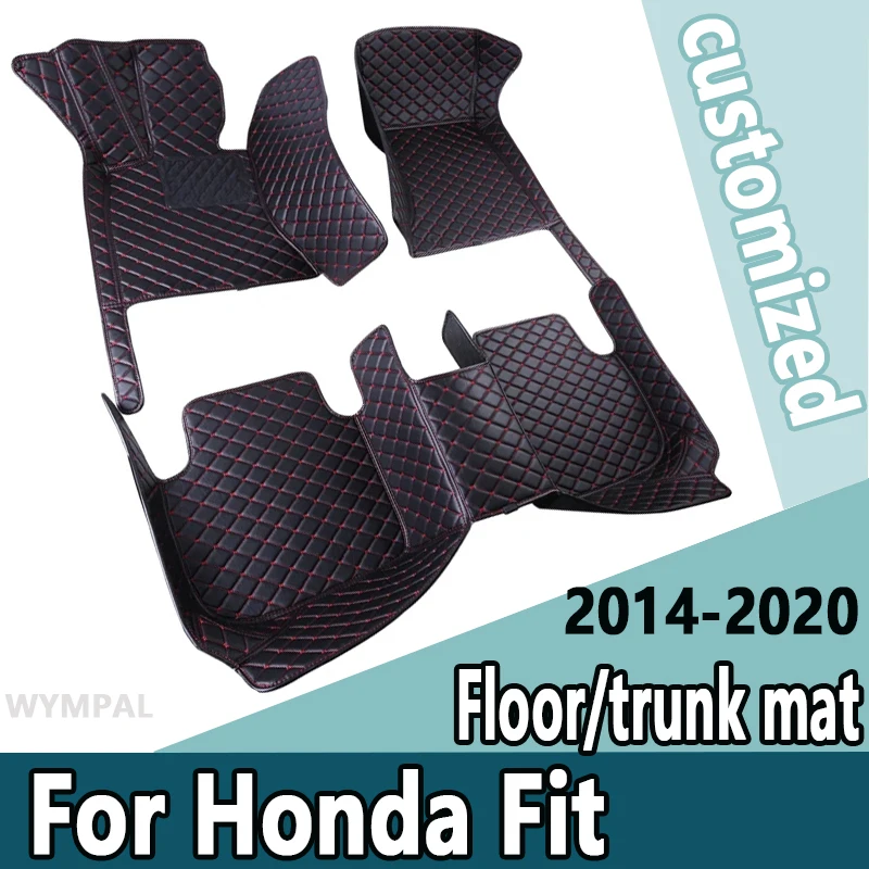 Luxo Couro Car Floor Mats, Tapete, Tapete, Peças Interiores, Acessórios de carro, Fit, Jazz, GK3, 4, 5, 6, 7, 2014-2020, GH7, GP5 6