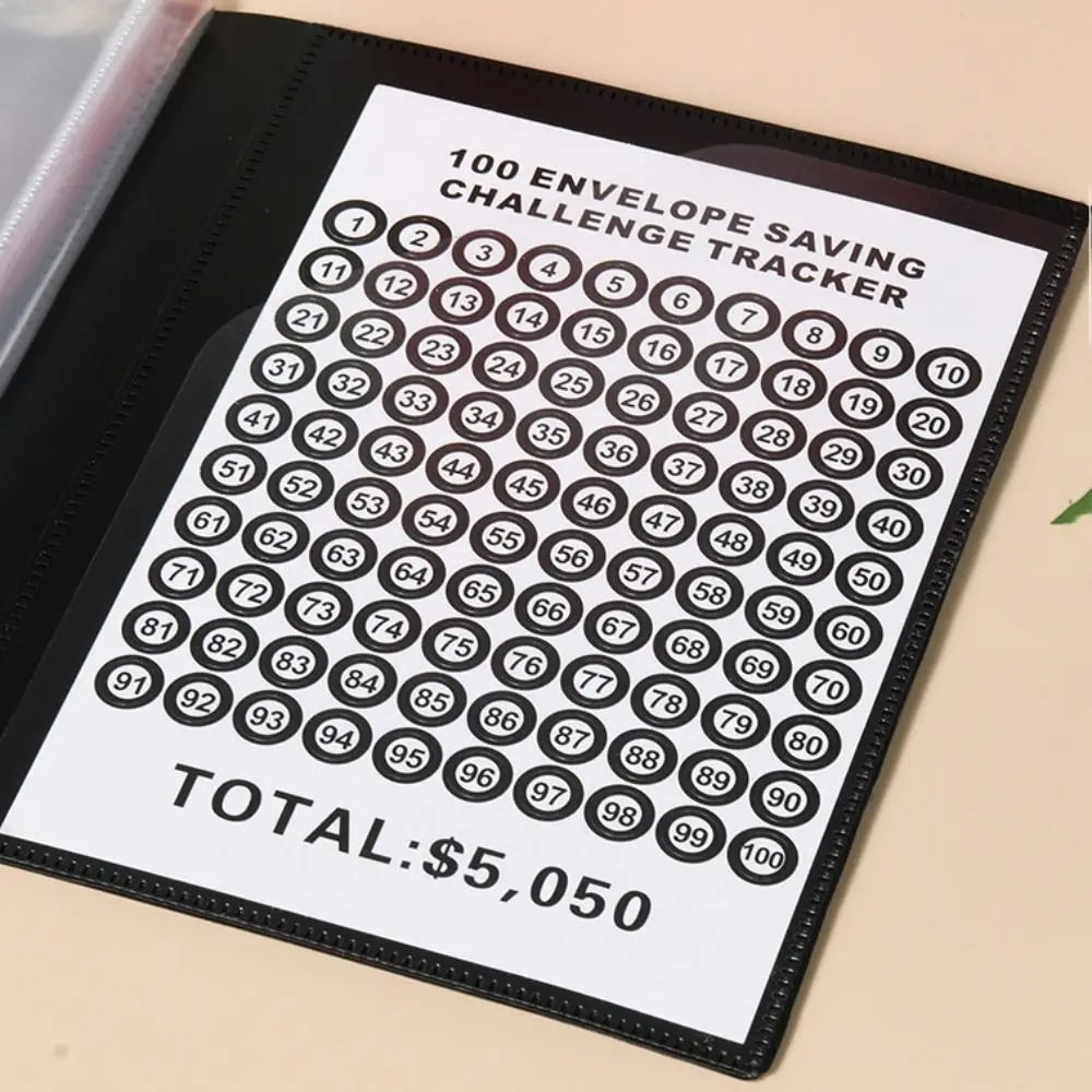 PP Money Saving Binder Colorful 100 Days Savings Challenges Book Cash Book Tear Resistant Envelope Savings Challenge