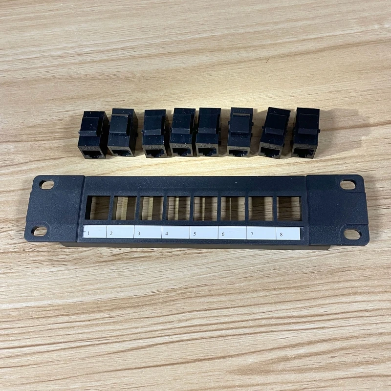 8/6 Port CAT6 RJ45 Through Coupler Patch Panel with Back Bar Wallmount or Rackmount Compatible with Cat6 UTP STP Cabling