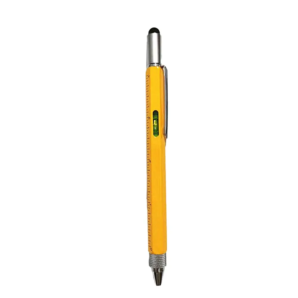 6 In 1 Multifunctional Tool Pen Carpenter Construction Tools Bubble Level Cm/inch Ruler Flat / Cross Screwdriver