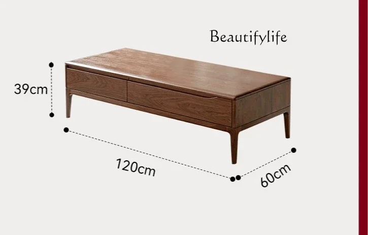 

Black walnut coffee table Nordic solid wood small apartment modern simple living room designer high-end sense