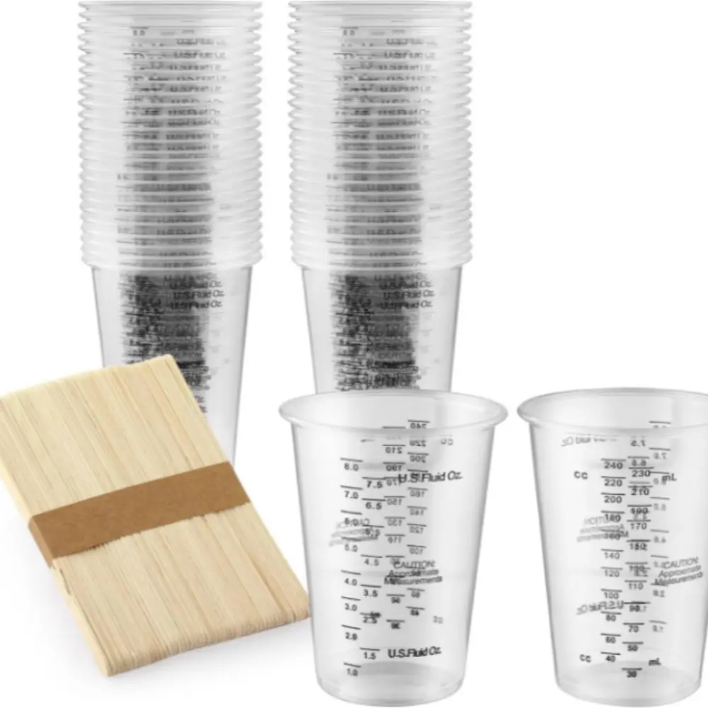 Disposable Disposable Measuring Cups Plastic With Stirring Sticks Plastic Mixing Cups Measuring Cups Stirring Sticks