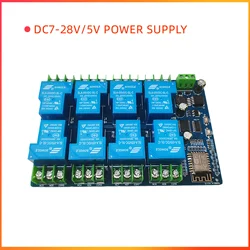 DC5V/7-28V Power Supply ESP8266 30A 8 Way WiFi Relay Module ESP-12F 8 Channel Development Board