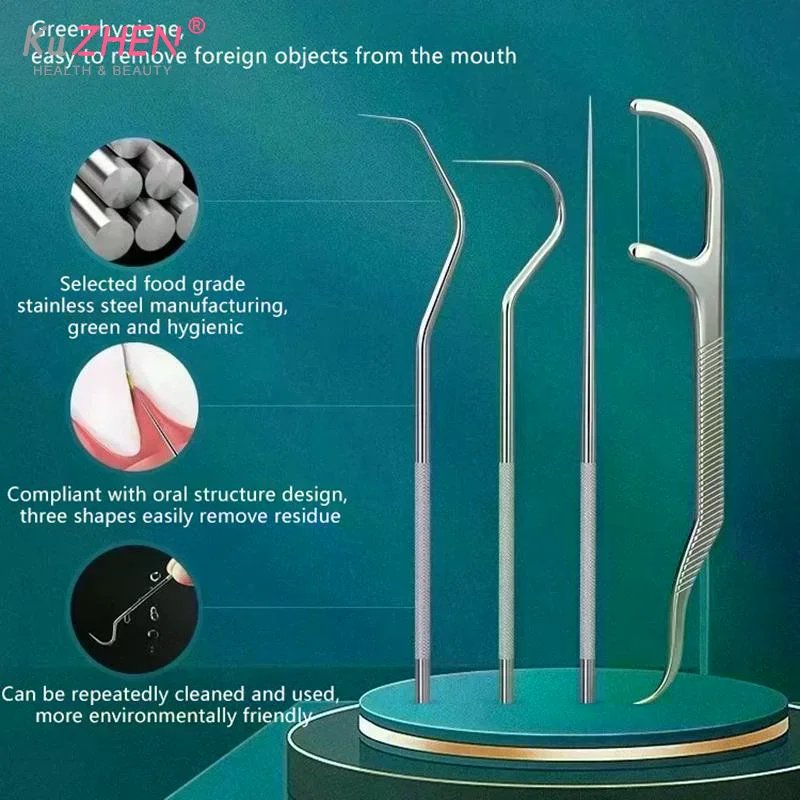 1box Stainless Steel Toothpicks Pocket Set Portable Floss Pick Reusable Metal Toothpick Tooth CleaningTool Kit With Storage Tube