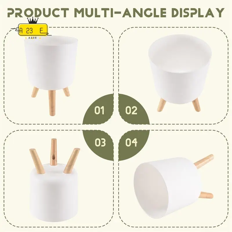 

A23E-Modern Plant Pots With Wooden Legs Holder Bedroom Living Room Floor Standing Potted Flower Pot Home Garden Planters