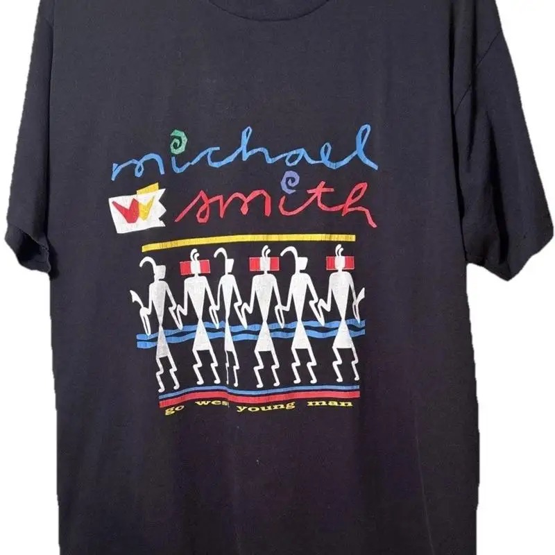 Vintage 90s Michael W Smith T-Shirt Mens L go west young man Tour T Shirt 1991