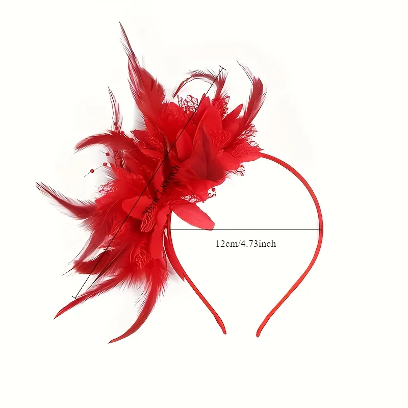 Opaska z kwiatami z piór Stylowe akcesoria do włosów na imprezę Halloween, tiara dla nowożeńców i kapelusz z fascynatorem dla kobiet Akcesoria do włosów kwiatowe