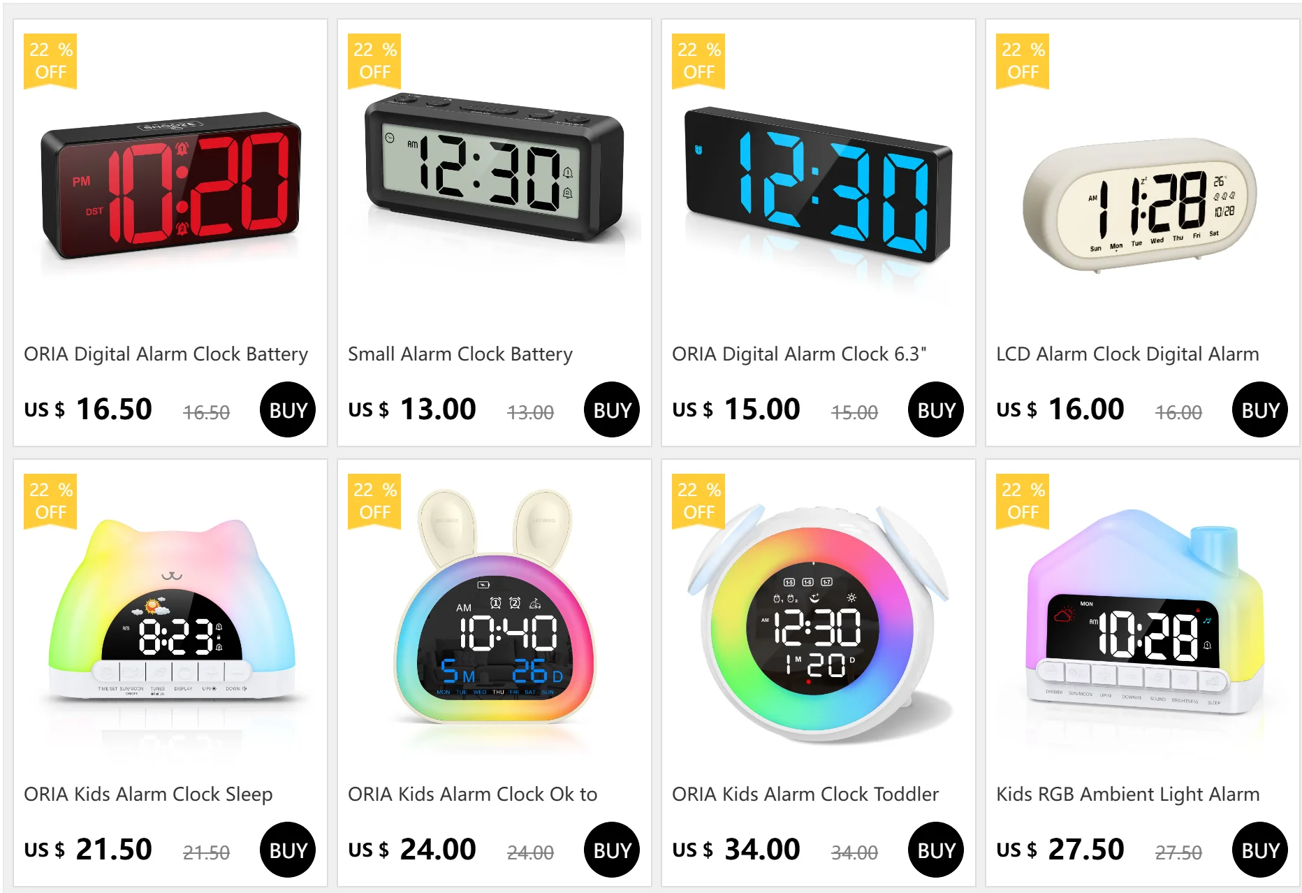ORIA Digitaler Wecker, batteriebetriebener LED-Wecker, großes Display, kleine Uhr mit Dual-Alarm, DST, Schlummerfunktion für das Heimbüro – Detail 1