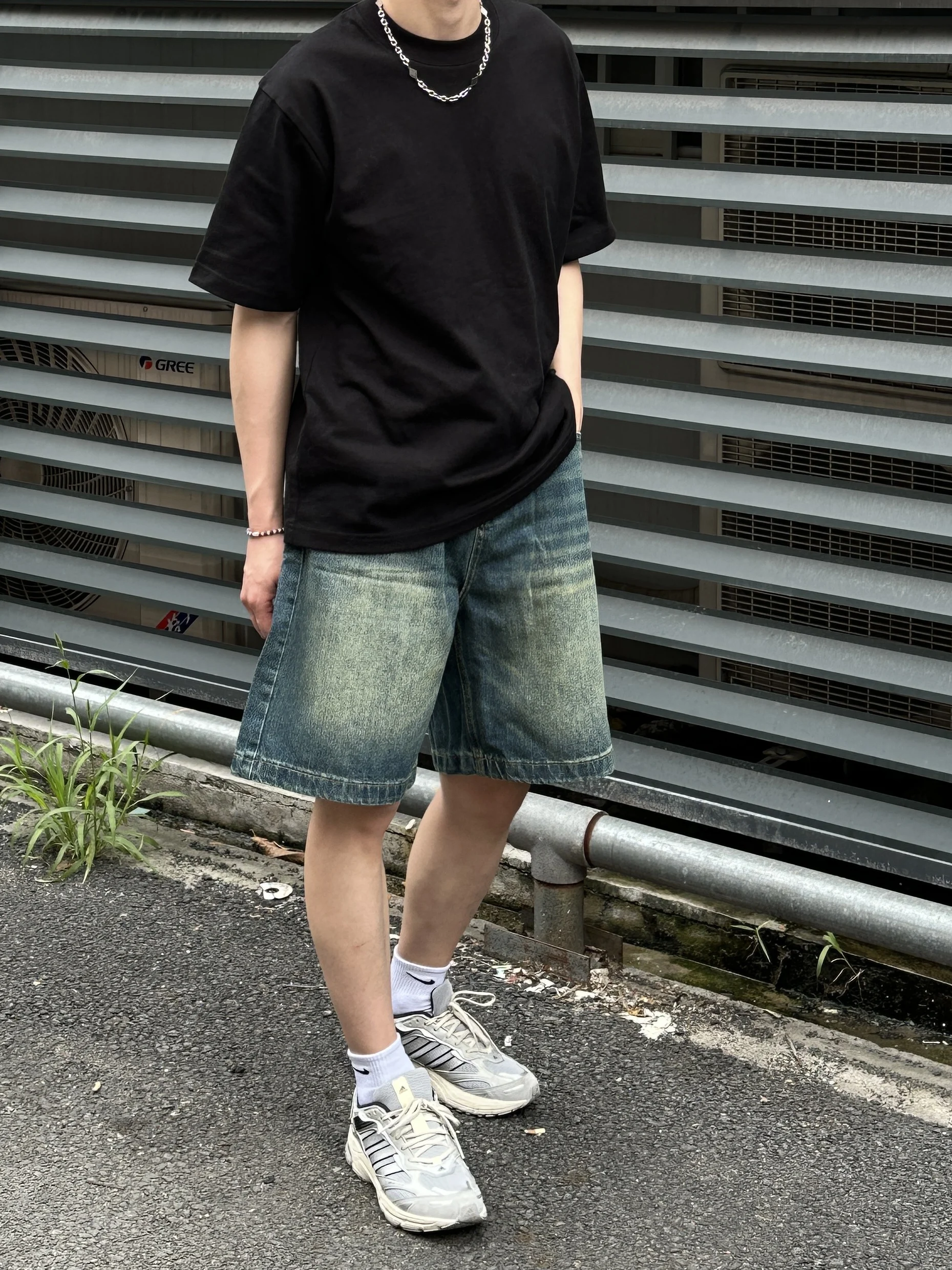 

Мужские джинсы в стиле ретро-американский кэжуал, свободного прямого кроя, из денима, цвет темно-синий, для весны и лета