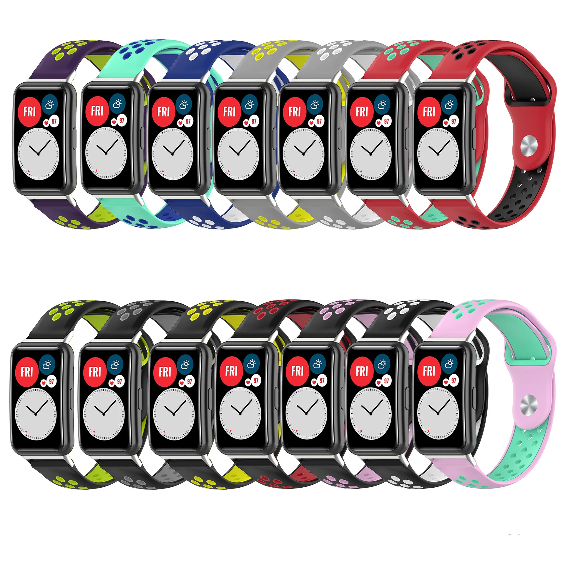 화웨이 워치용 소프트 실리콘 스트랩, 스마트 워치 핏, 스포츠 교체 손목 밴드, 14 가지 색상, 스마트 액세서리