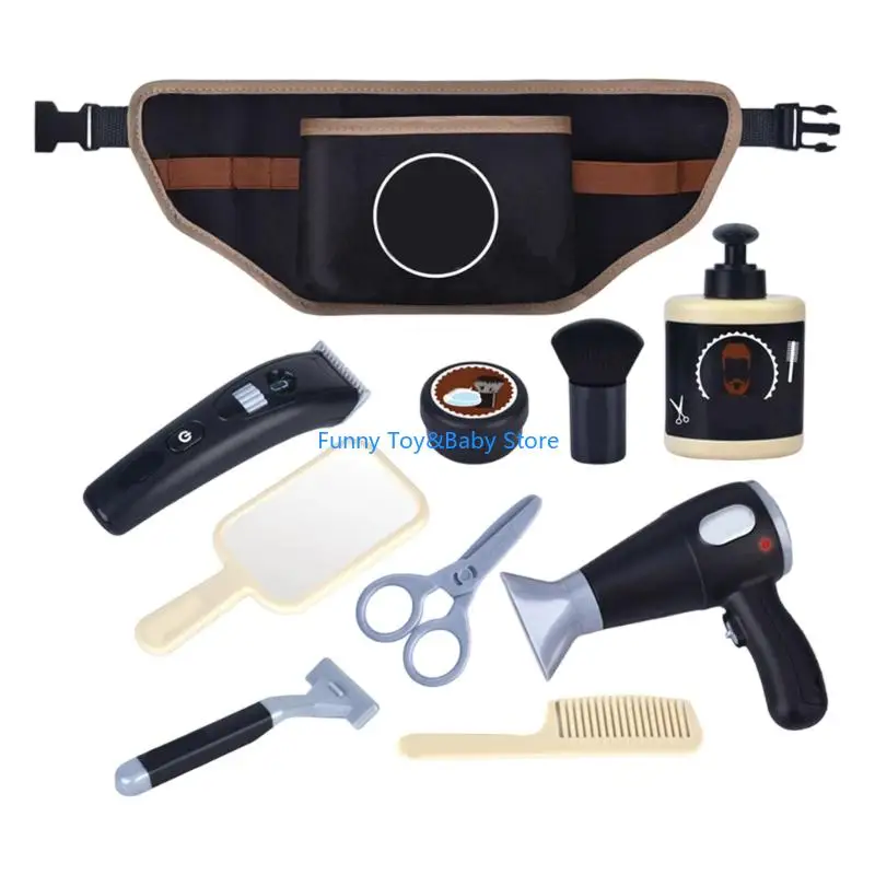 Children Barber Pretend Play Hairdressing with Hair Styling Tool Creative RolePlay Activity Game For Toddler Fun C90B