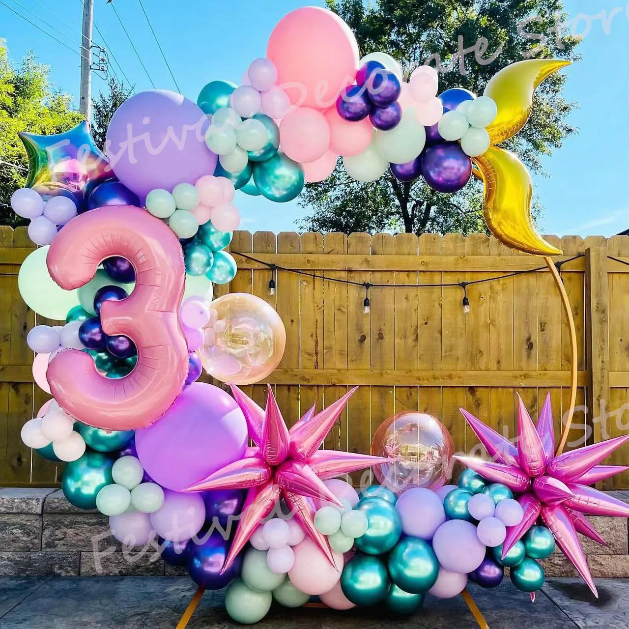 

124pcs Mermaid Balloon Garland Arch Kit with 40 Inch Numbers 0-9 for Under The Sea Party Girls Birthday Party Baby Shower decor