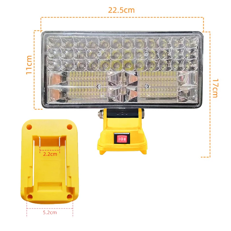 20V MAX LED-Arbeitsleuchte für Dewalt 18V Akku, tragbare Flutlichtlampe 5400LM, kabellose Baustellenlampe, Outdoor-Notfall-Angellampe – Detail 2