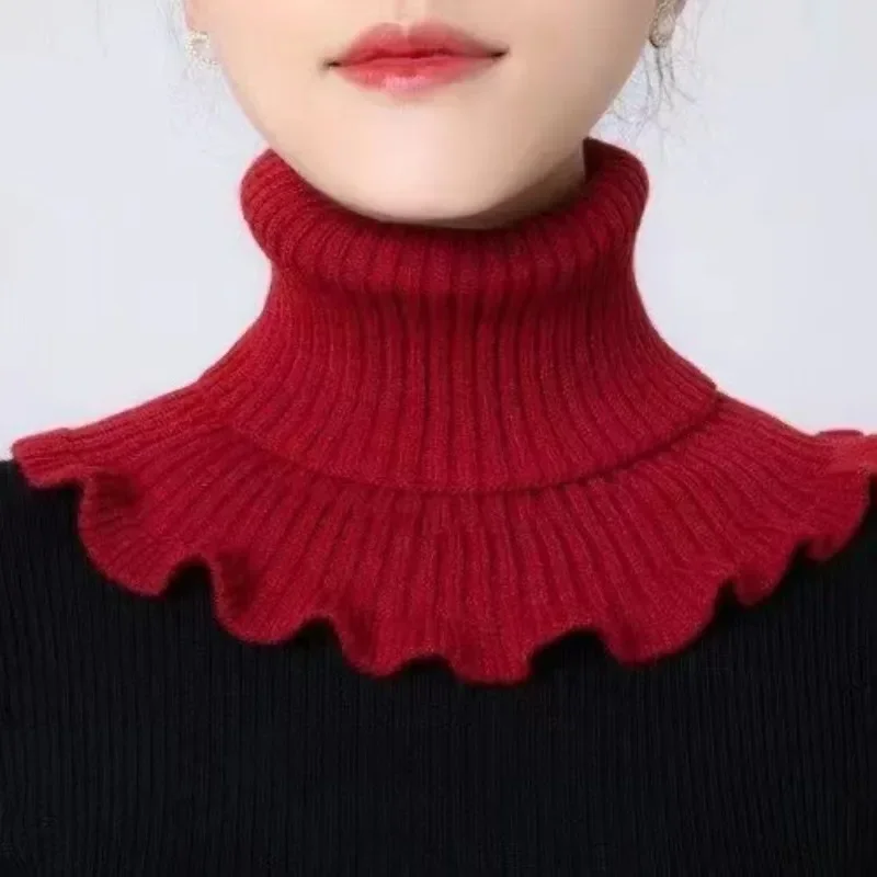 Knitted Ties Fashion Cotton Detachable Fake Collar for Woman Solid Color Ladies Casual Warm Cover Head Neck Guard Collar