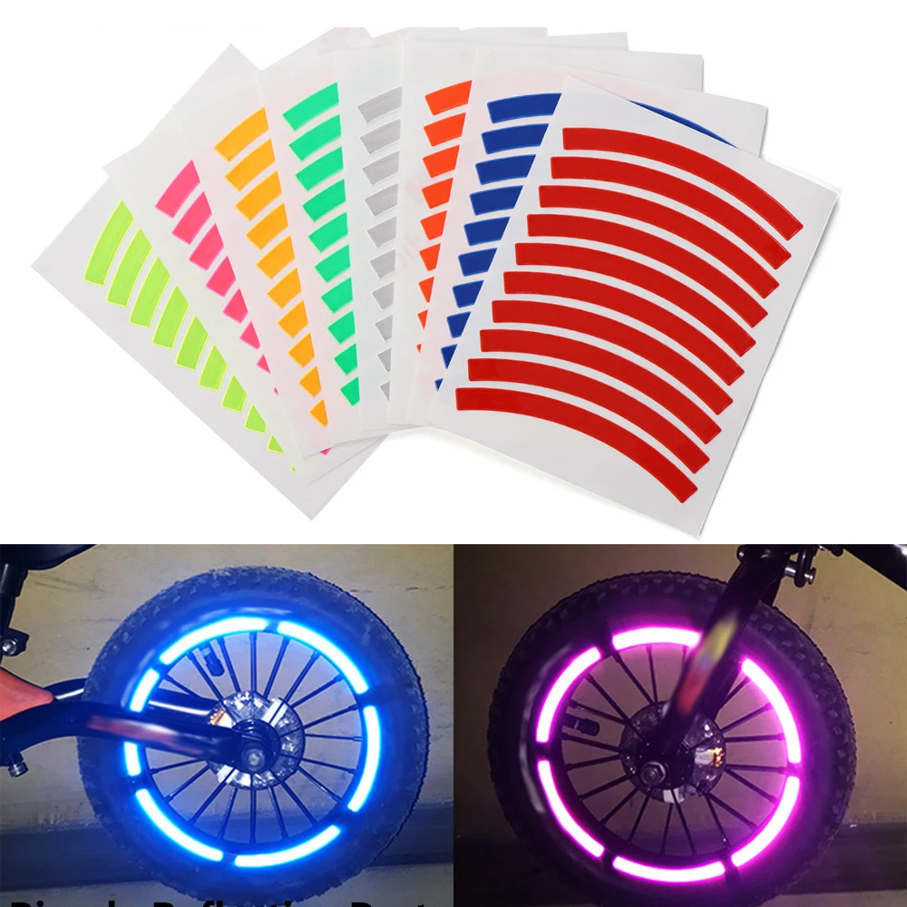 Reflective Tire Sticker Safety Stickers Decorative Bicycle Reflective Strip Luminous Stickers Skid Steer Wheel Decal Accessories