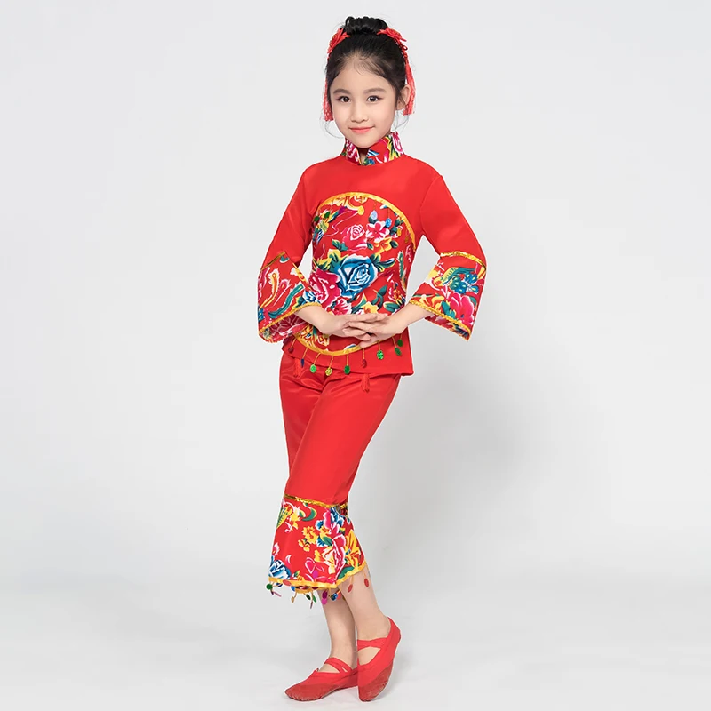 New Year's Day Children's Yangko Performance Costume Girls Northeastern Two-man Turn Stage Dance Wear Chinese Folk Fan Dance