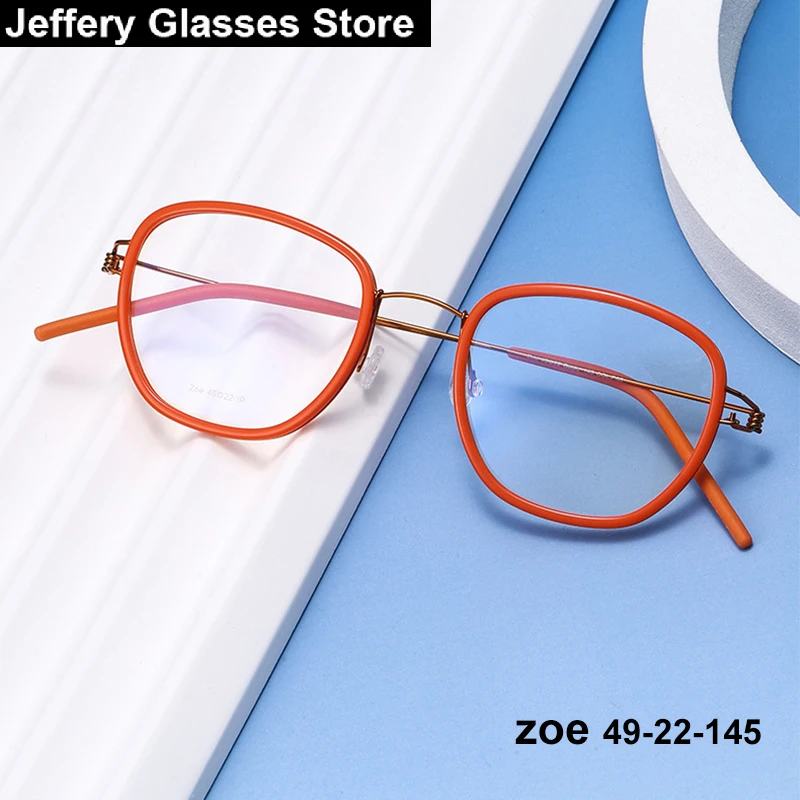 Denmark Screwless Oval Glasses Frame Men Women Titanium Ultralight Full Thin Wire Eyeglasses Vintage Acetate Ring Spectacle 2027