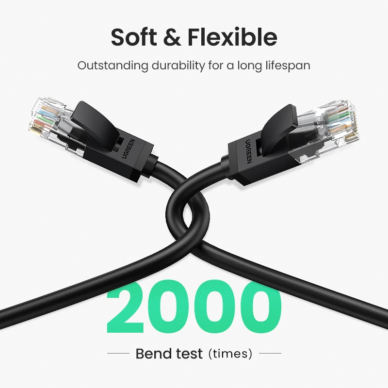 UGREEN CAT 6 كابل إيثرنت 1000Mbps عالي السرعة RJ45 الإنترنت Lan كابل توصيل الكمبيوتر لجهاز التوجيه مودم التبديل PC PS5 Xbox Cord