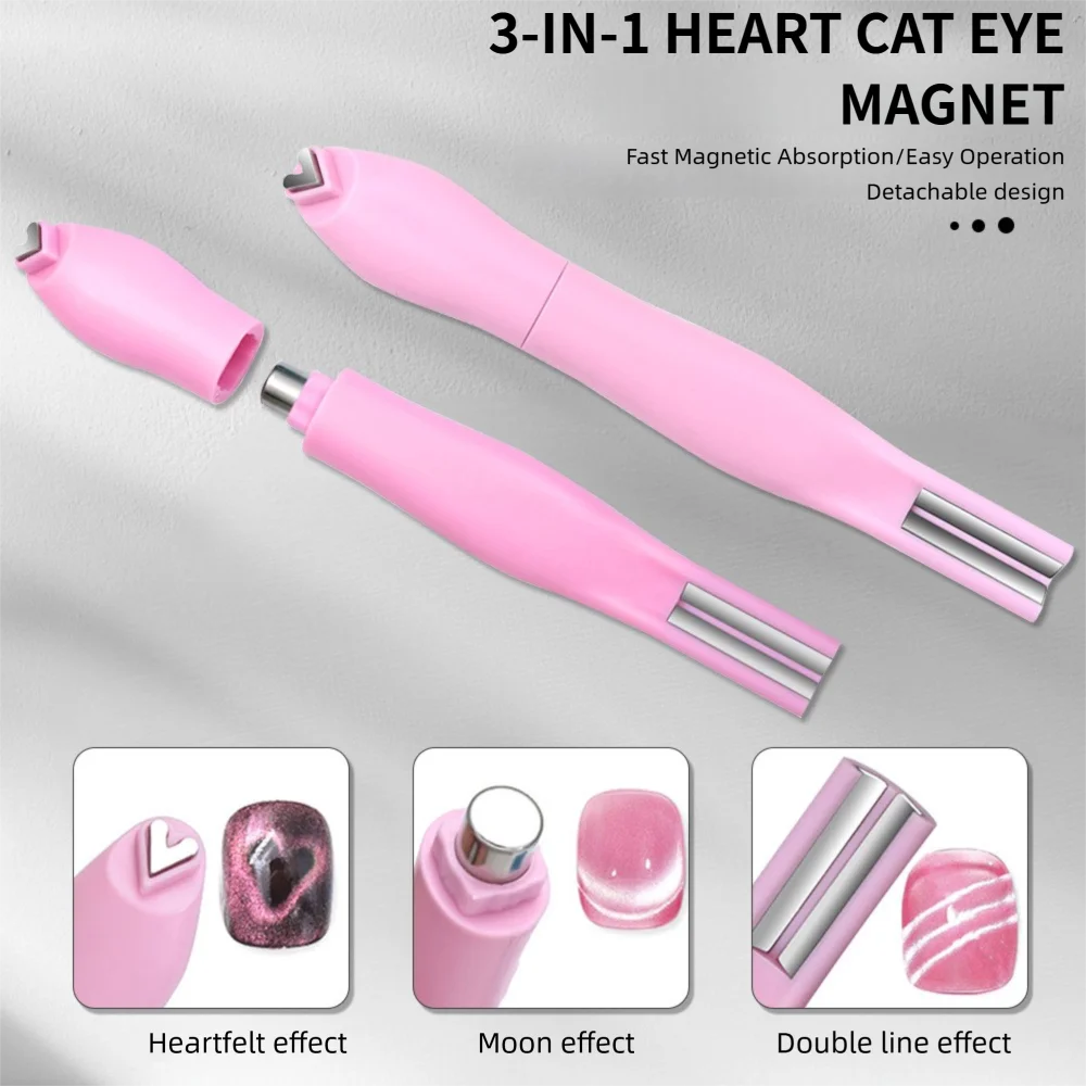 3 في 1 شكل قلب عين القط مسمار المغناطيسي عصا خط القمر الأفعى نمط الفرنسية مسمار الأشعة فوق البنفسجية هلام البولندية مانيكير تصميم أداة