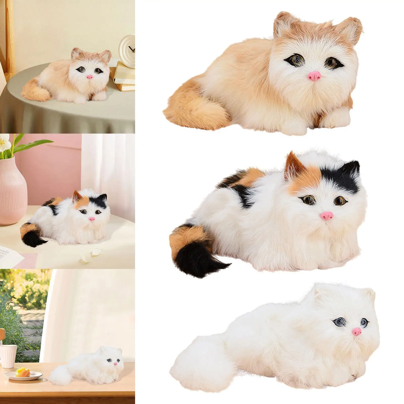Collectible Cat Stuffed Animal, Realistic Plush Toy for Children