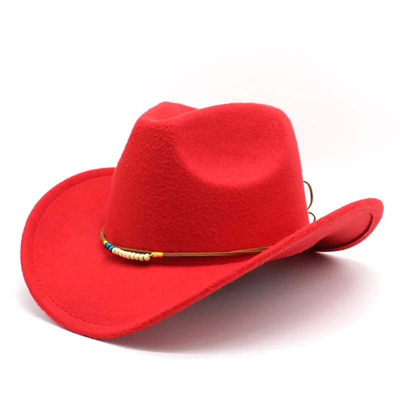Retro Ethnic Spring Autumn And Winter Men's And Women's Woolen Western Cowboy Hat Rolled Brim Wide Brim Hat Top Hat 3