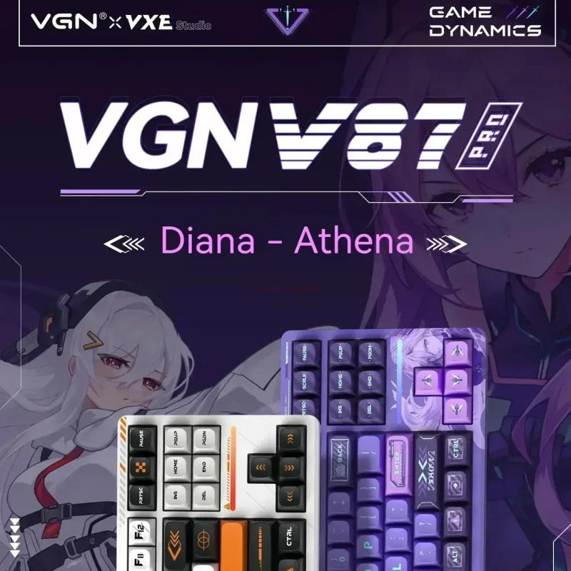 

VGN V87pro diana Tri-Mode Gaming Mechanical Keyboard RGB Light 2.4G Wireless Hot Swap Keyboard Custom Gasket Keyboards,Purple