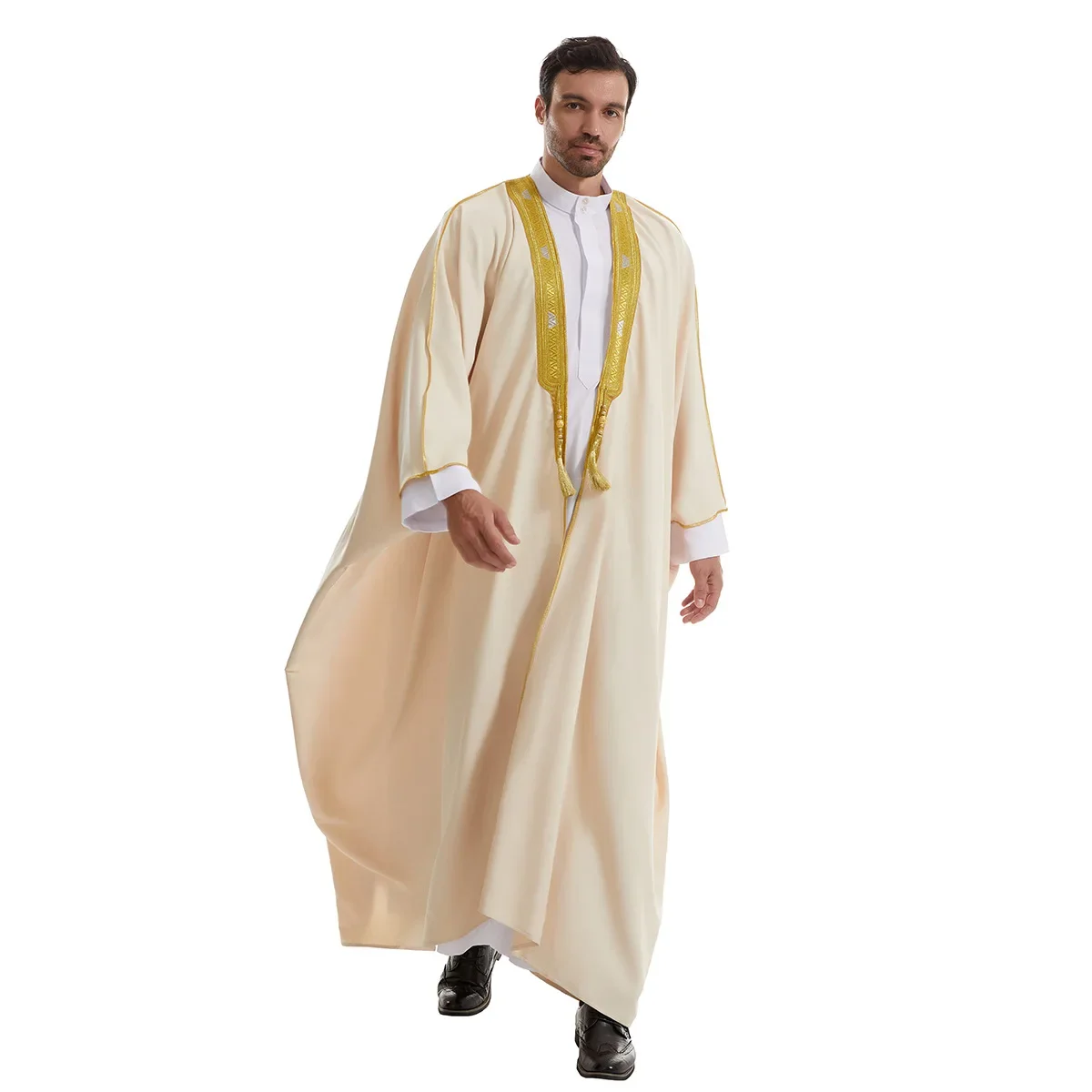 Musulmane Ramadan Abaya saudita per abiti da preghiera Uomo Kebaya Aperto Kimono musulmano Abaya Turchia Arabo Islam Djellaba Robe Caftano