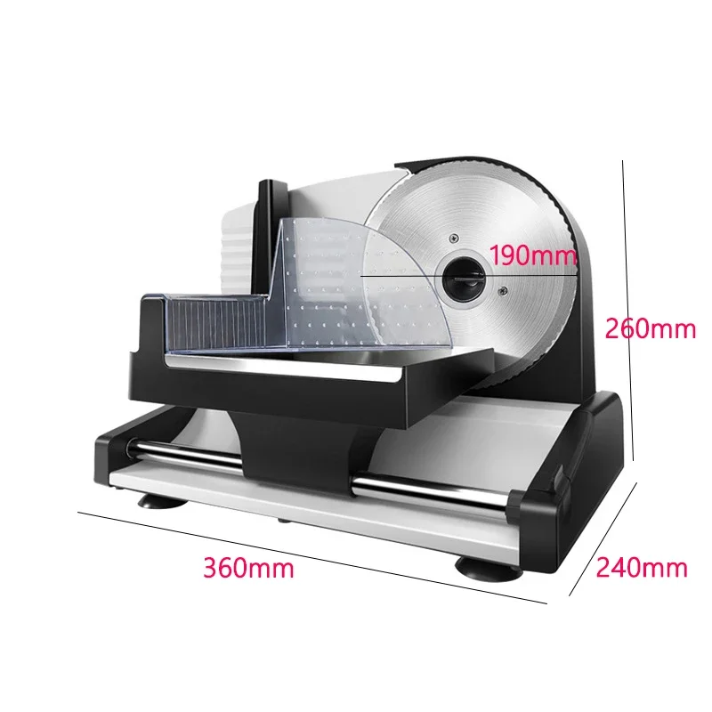 Electric Meat Slicer Machine Deli Food Slicer Cuts Meat Bread Fruit Cheese Vegetable Adjustable Thickness Sausage Ham Slicer