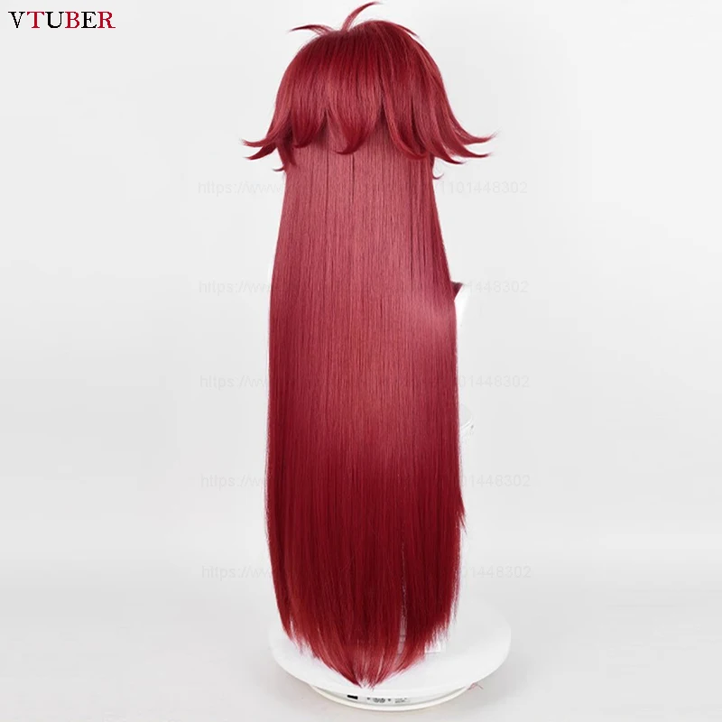 Grell Sutcliff Cosplay Wig Anime Long Dark Red Fluffy Wig Heat Resistant Synthetic Hair Halloween Wigs + Wig Cap