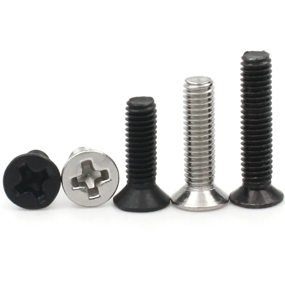 50pcs M1.2 M1.4 M1.6 M2 M2.5 M3 M3.5 M4 8.8 Carbon Steel 304 Stainless steel Cross Phillips Flat Countersunk Head Screw Bolt