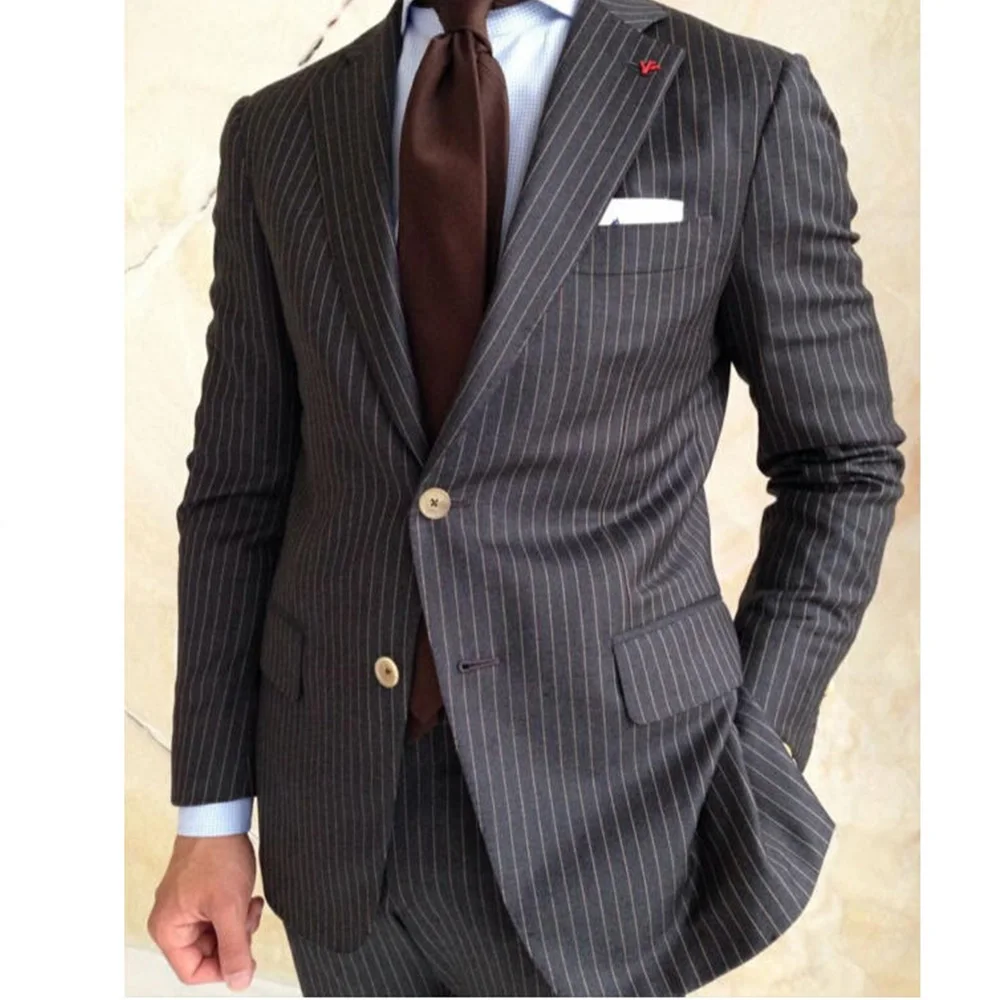 

Men's Striped Suit 2 Piece Set Single Breasted Notch Lapel Elegant Fashion Slim Fit Comfortable Casual Business Suit Blazer Pant