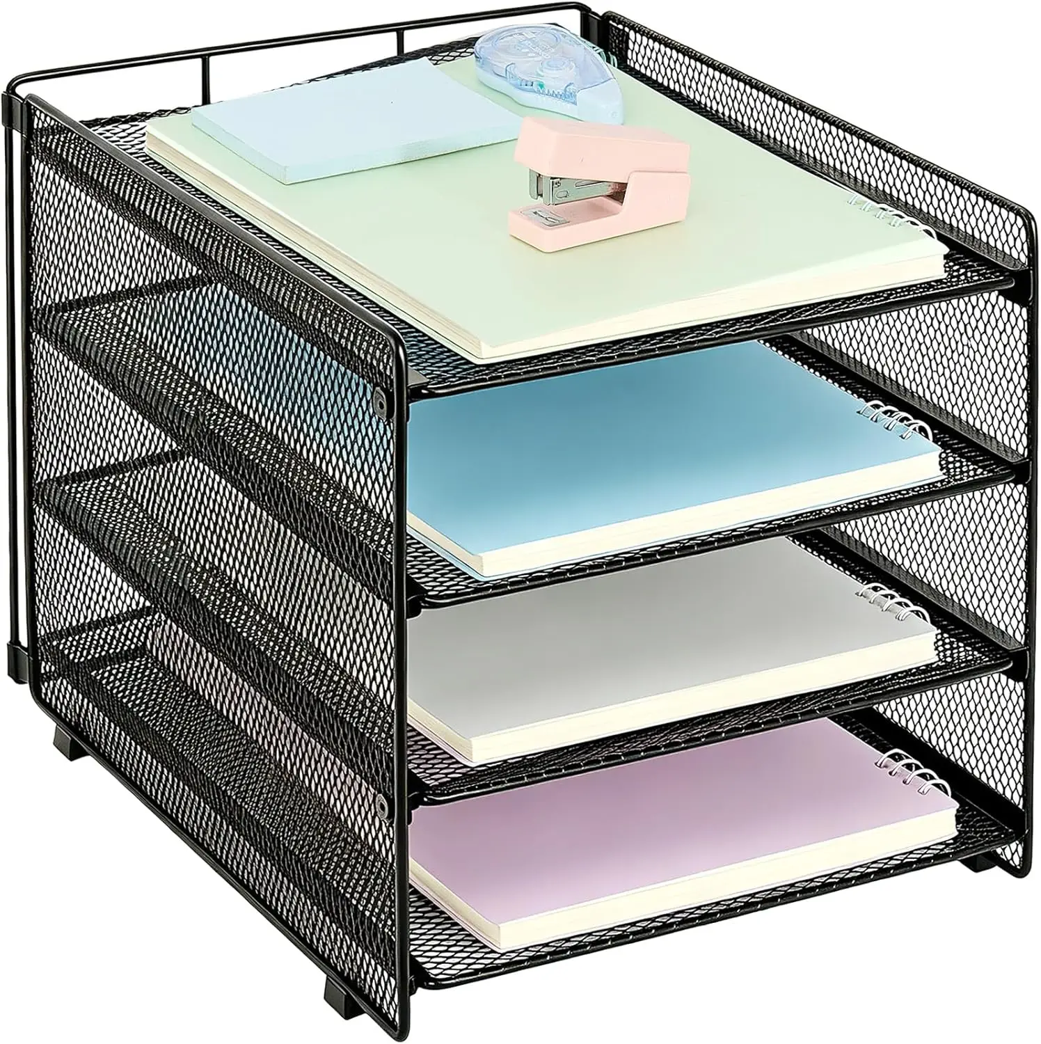 

4-Tier Paper Organizer Letter Tray, Desk Organizers for Office Home School, Black