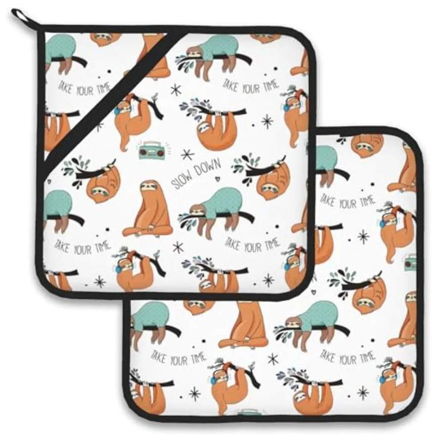 Pot Holder Set of 2, Heat Resistant Potholders Oven Hot Pads for Kitchen Cooking Baking BBQ