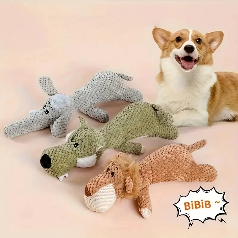 1/3 Uds. Juguete grande para perros, juguete de peluche con sonido resistente a mordeduras, León, Lobo, elefante, juguete para mascotas de dibujos animados, juguete para perros pequeños y medianos