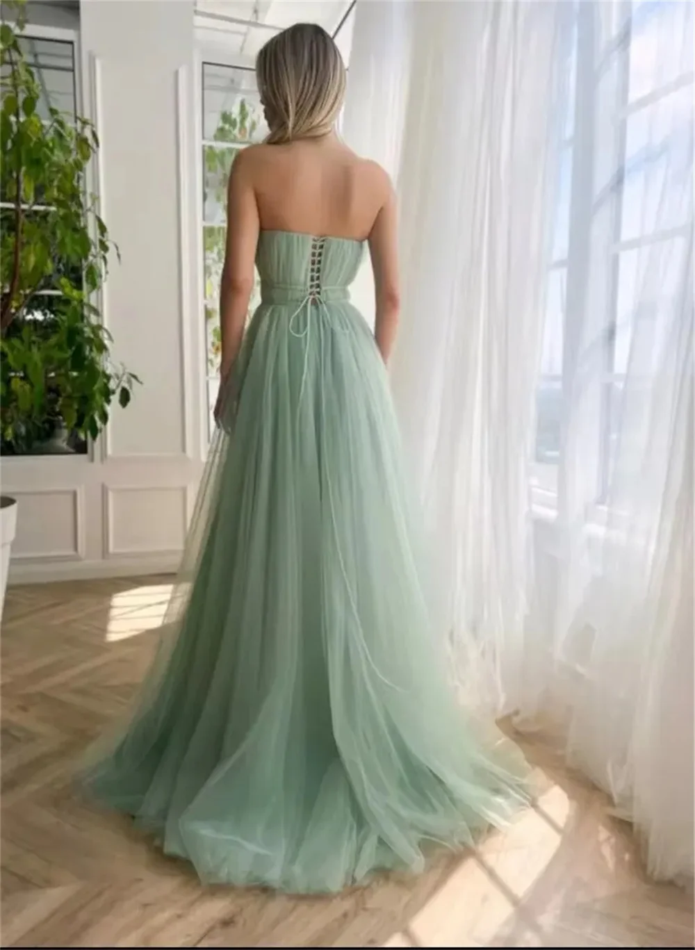 Flore Dress Green Tulle Evening Dresses for Prom Graduation Gown Gala Dress Woman Strapless Guest Wedding Party Dress For Women