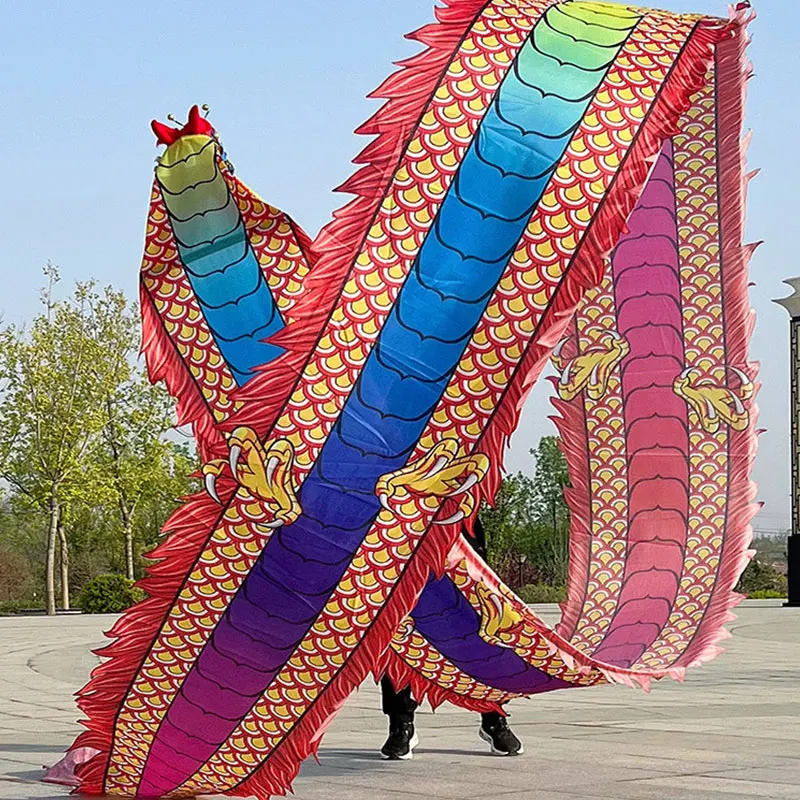6/8 Meter Dragon Dance With Head Chinese Traditional Square Dance Performance Prop Folk Ribbon Dance Gymnastics New Year Dancing