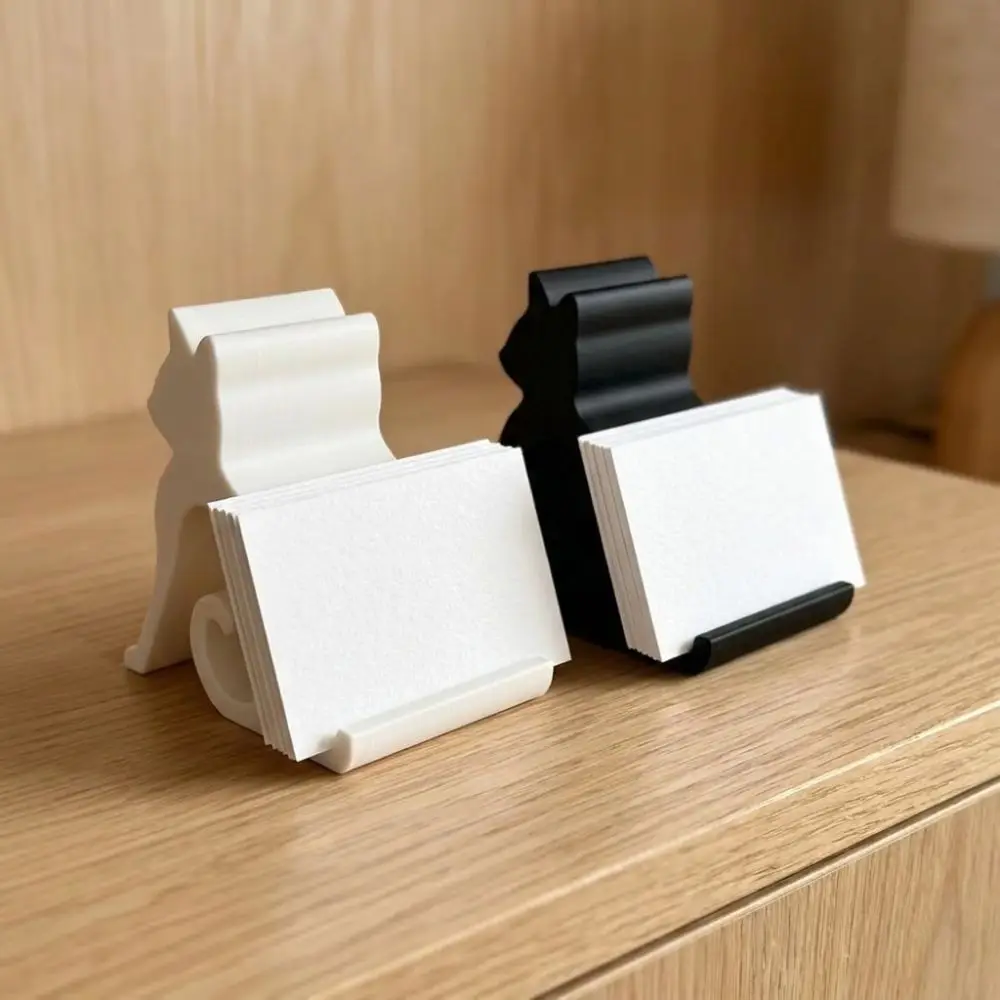 3D Printed Cute Kitten Phone Stand Lovely Anti-slip Desk Card Display Rack Plastic Cat Shaped Desktop Tablet Holder Office Use