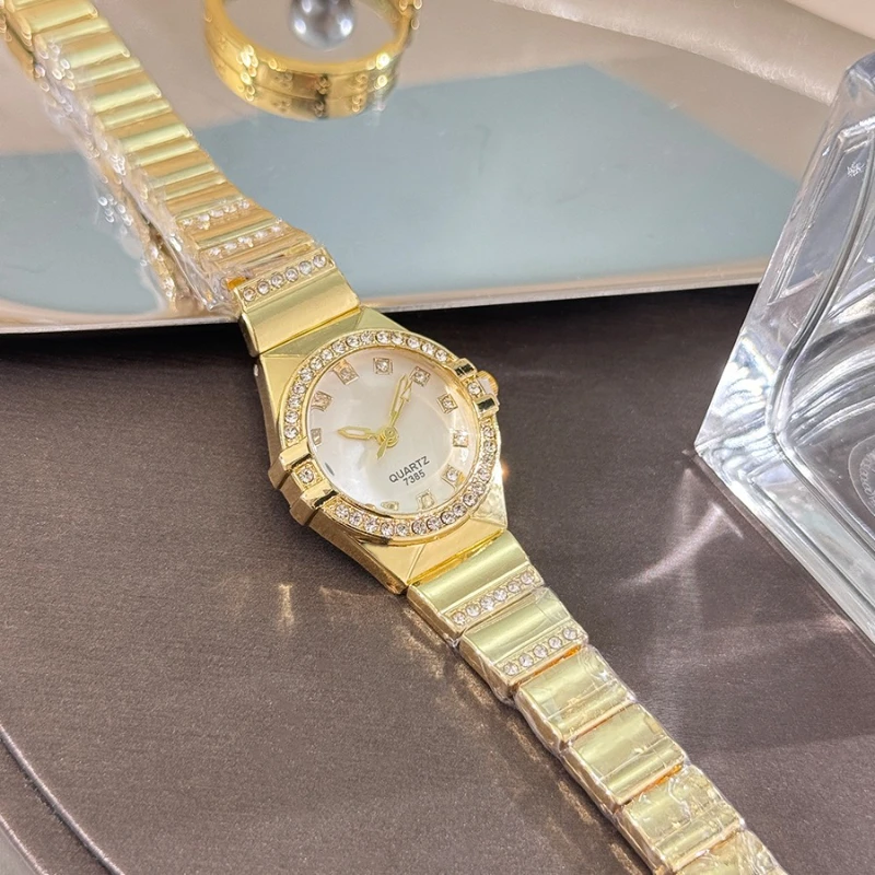 

Роскошные женские кварцевые часы со стразами, модные наручные часы с ремешком из нержавеющей стали для женщин, часы Reloj Mujer