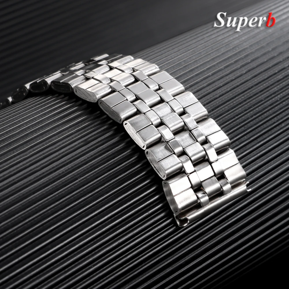 حزام ساعة من الفولاذ المقاوم للصدأ 20 مم 22 مم حزام عالمي قابل للطي مشبك أمان للنساء سوار حزام ساعة إكسسوارات حزام الساعة