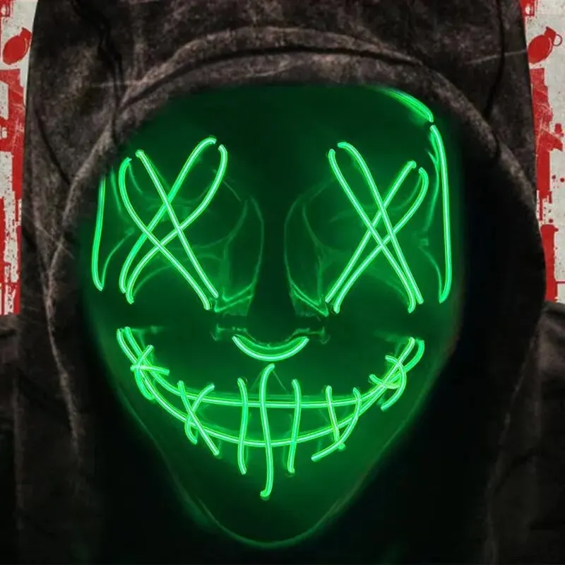 1 Pcs Neon Light Led Bright Toy Mask Black V-shaped Luminous Mask Glowing Mask Shining Toy