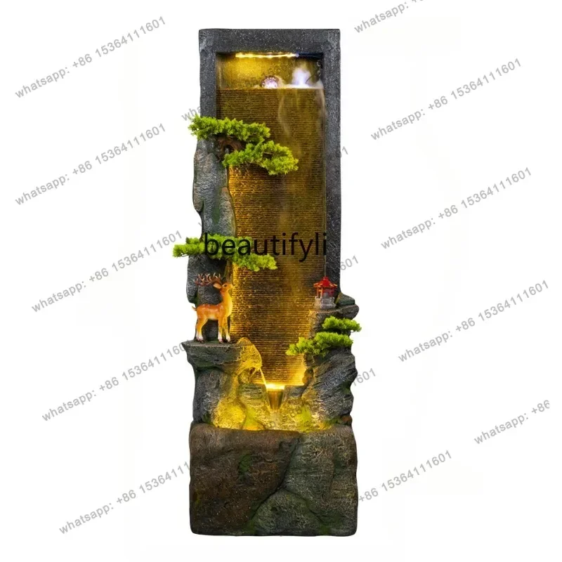 

Chinese Style Water Curtain Wall Water Fountain Decoration Office Living Room Waterscape Floor Opening Fortune