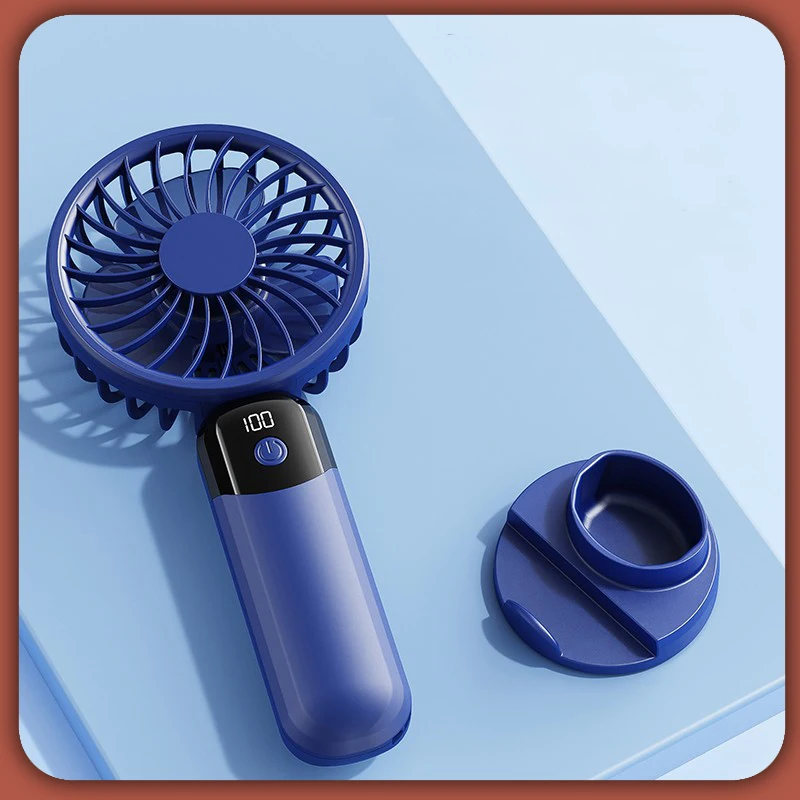Mini Portable Handheld Fan: LED Display, 3-Speed Strong Wind, Fan Rechargeable Portable, Sleek Design for Travel/Camping/Office