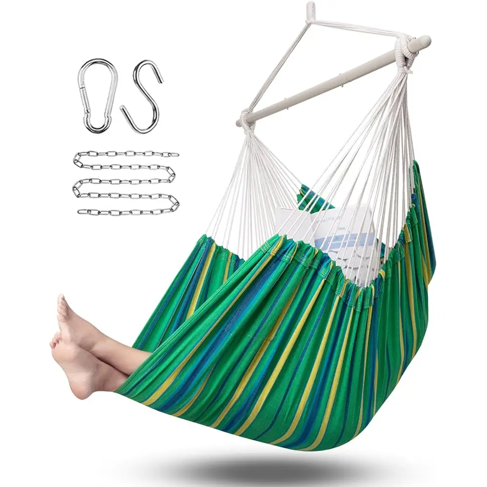 

Hammo Chair Hanging Chair Rope Swing Xxl - Max 500Lbs, 70In Large Hammo Swing Chair -Portable Steel Spreader Bar With Anti-Slip