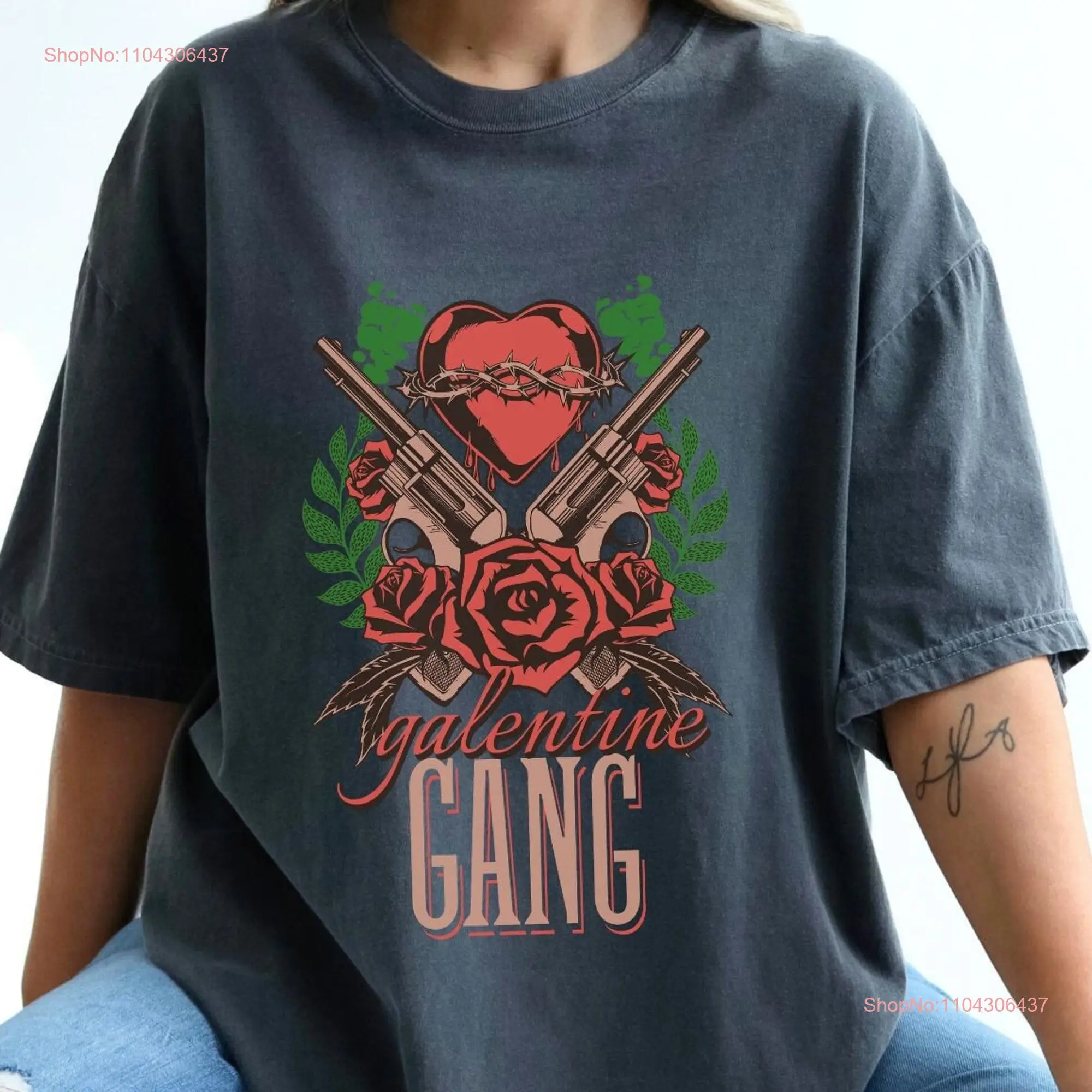 Galentine Gang Comfort Colors T Shirt Anti Valentine's Day Grunge long or short sleeves