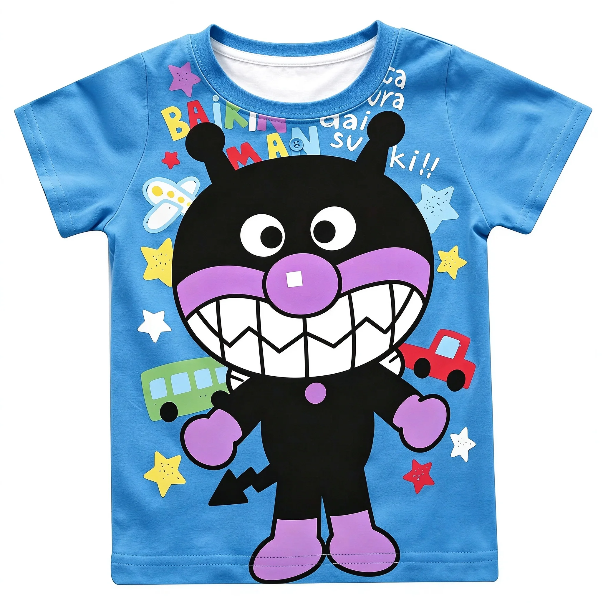 New Superman T-shirt Baikinman Dokinchan Anime Printed Quick Drying T-shirt Men's and Women's Casual Comfortable Top