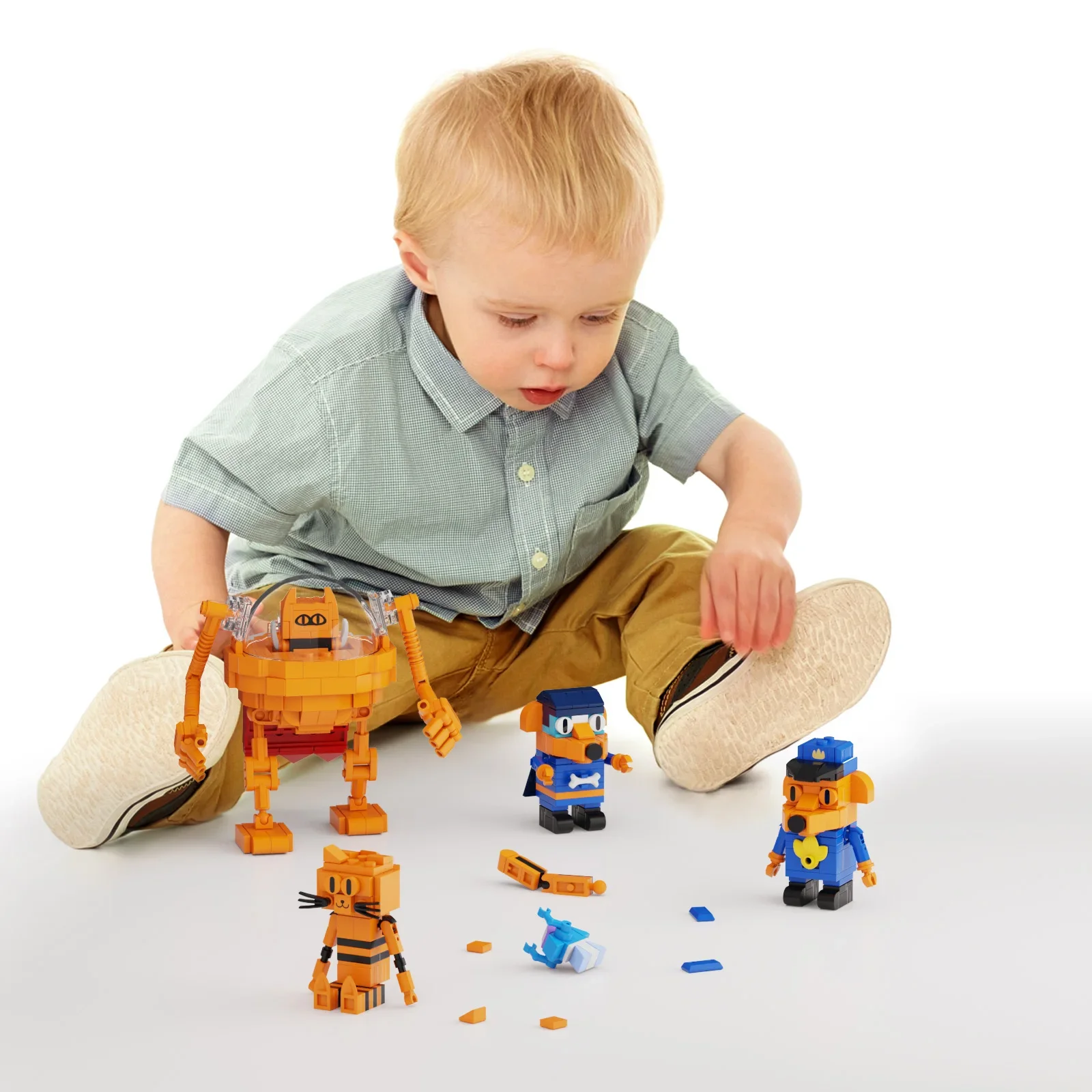 Dogness Man Cartoon Cats Petey Building Block Kit 5PCS Creative Cute Game Figures Robot Toys Children Fans Birthday Gifts