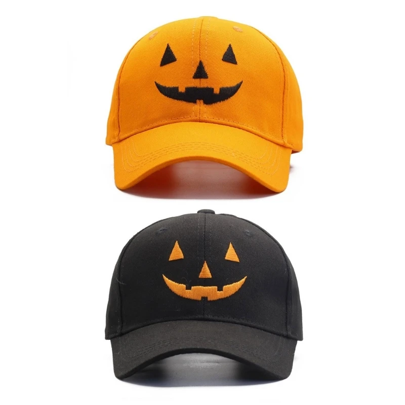 S1Y1 Pumpkin Faced Skull Hat for Halloween Celebrating Parent-Kids Family Gathering Caps Festival Headwear Sport Baseball Hat